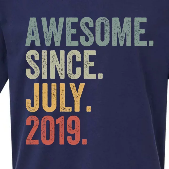 4 Year Old Awesome Since July 2019 4th Birthday Gift Cute Gift Sueded Cloud Jersey T-Shirt