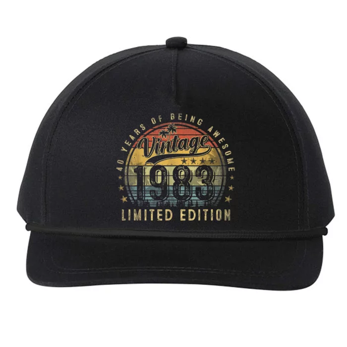 40 Year Old Gifts Vintage 1983 Limited Edition 40th Birthday Snapback Five-Panel Rope Hat