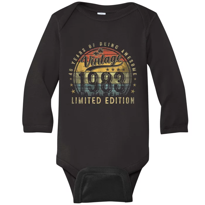 40 Year Old Gifts Vintage 1983 Limited Edition 40th Birthday Baby Long Sleeve Bodysuit