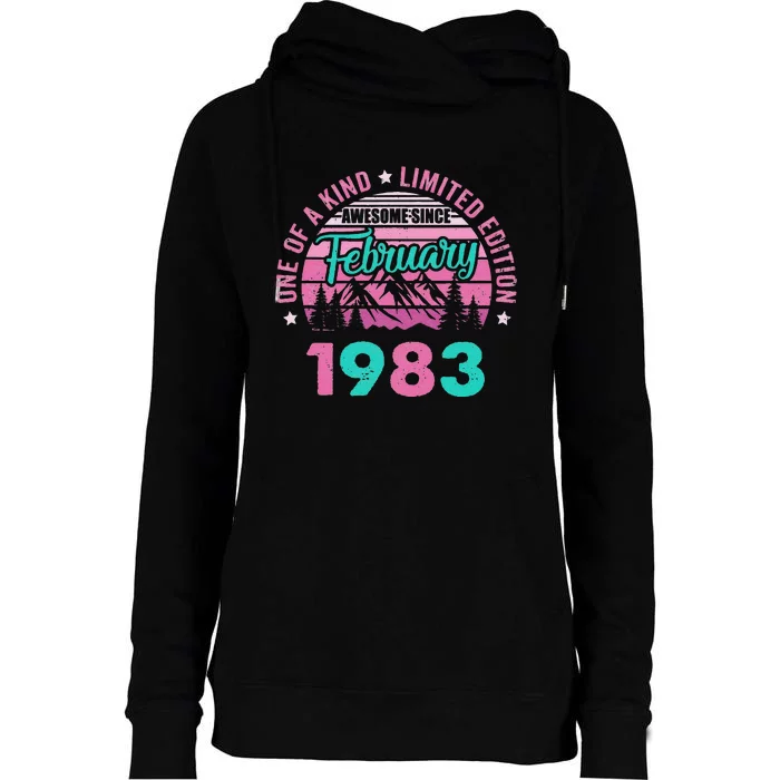 40 Years Old Awesome Since February 1983 40Th Birthday Women Womens Funnel Neck Pullover Hood