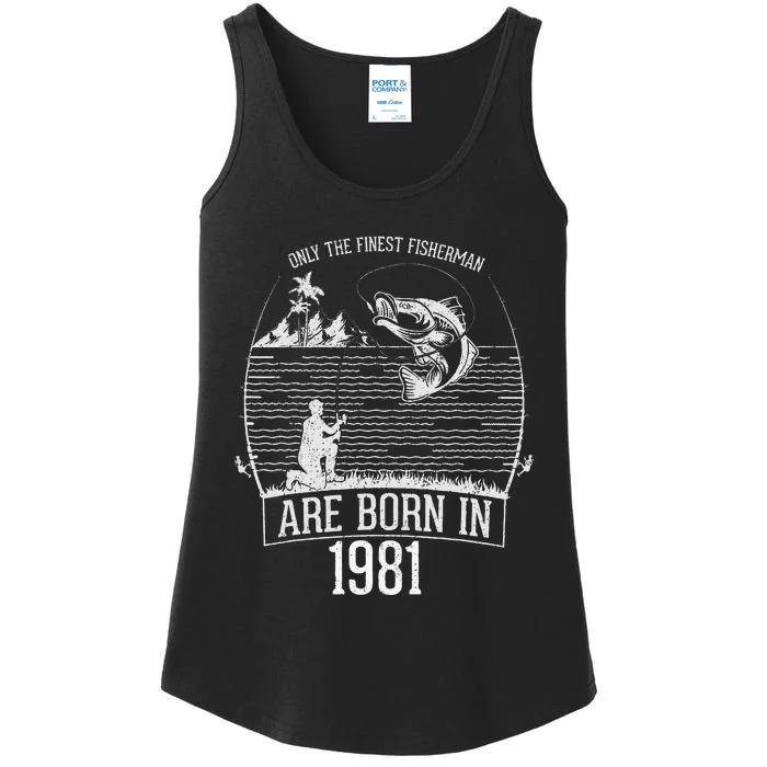 40 Year Old Bass Fishing Fisherman 1981 40th Birthday Ladies Essential Tank