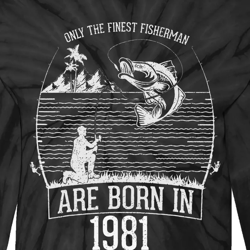 40 Year Old Bass Fishing Fisherman 1981 40th Birthday Tie-Dye Long Sleeve Shirt