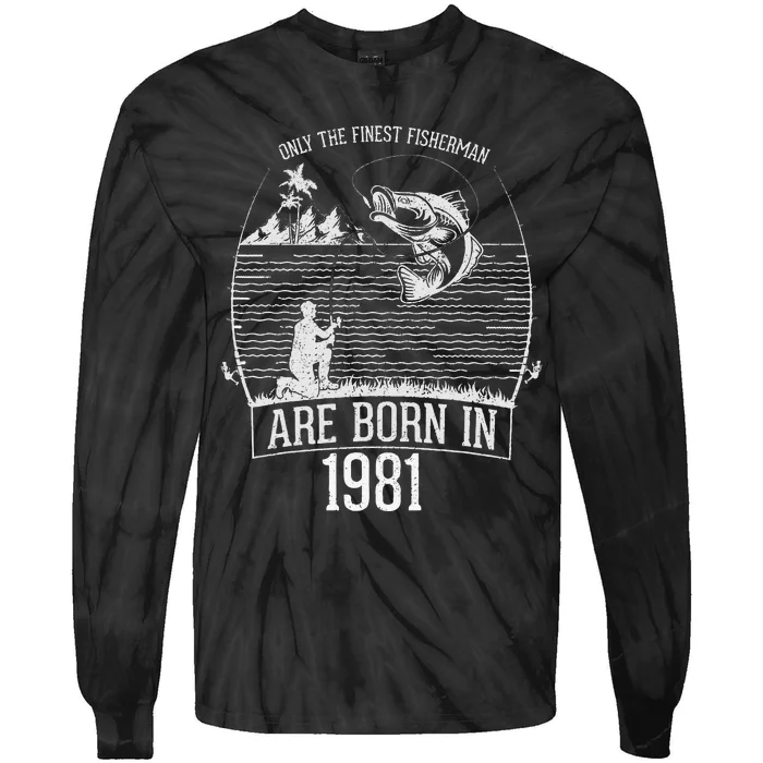 40 Year Old Bass Fishing Fisherman 1981 40th Birthday Tie-Dye Long Sleeve Shirt