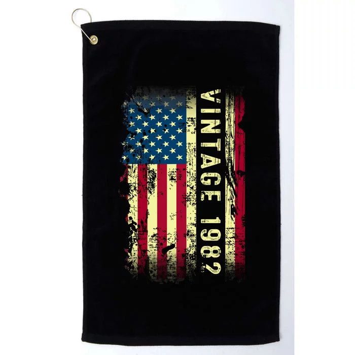 41 Year Old Gifts Vintage 1982 American Flag 41th Birthday Platinum Collection Golf Towel