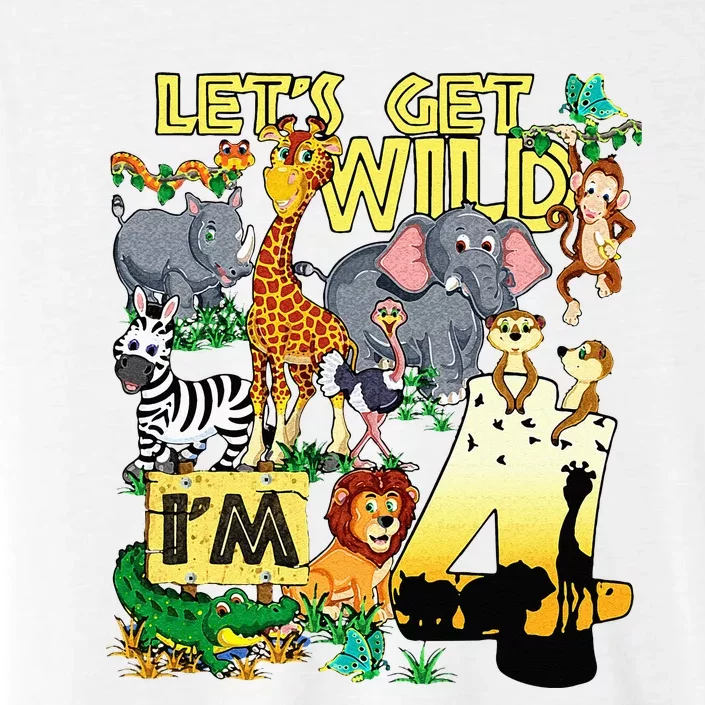 4 Year Old Zoo Safari Birthday Party Tee Lets Get Wild Im 4 ChromaSoft Performance T-Shirt