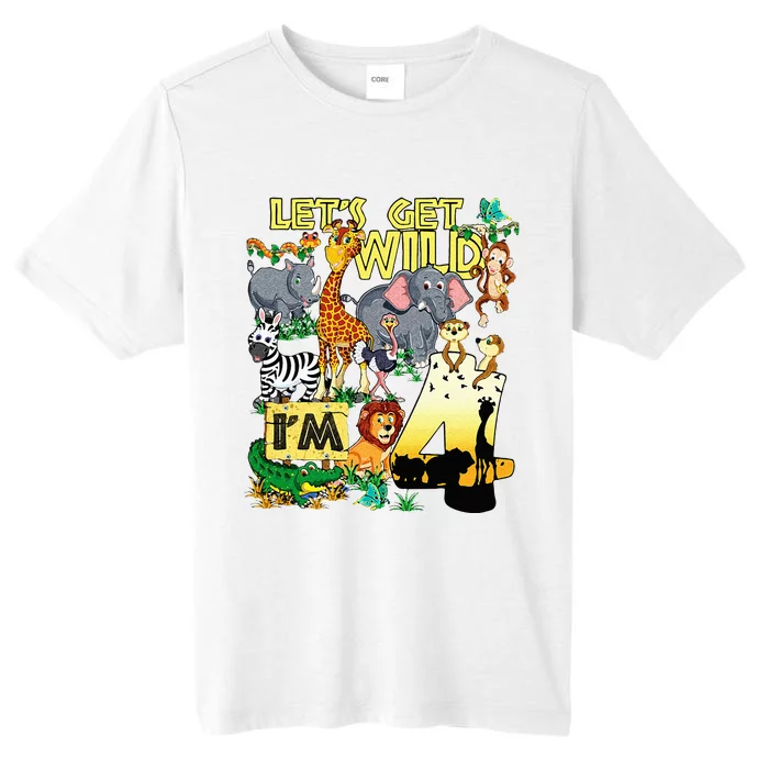 4 Year Old Zoo Safari Birthday Party Tee Lets Get Wild Im 4 ChromaSoft Performance T-Shirt