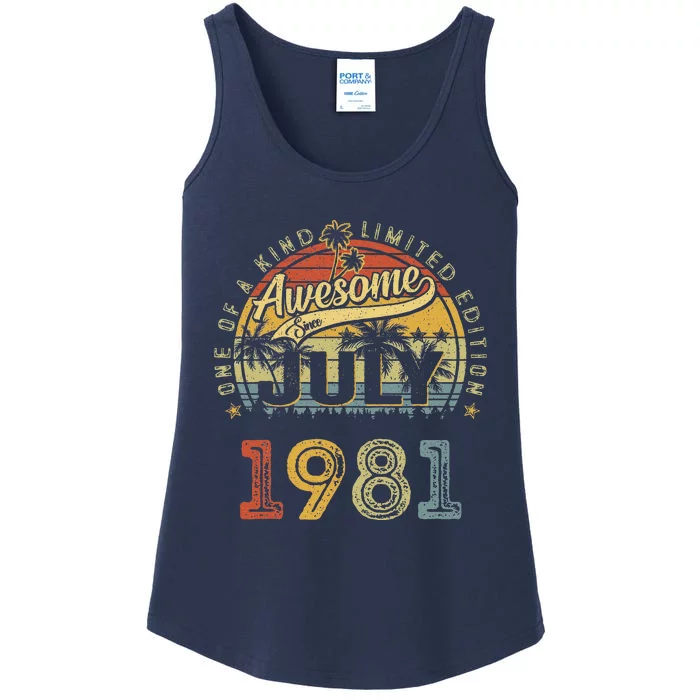 42 Years Old Gifts Awesome Since July 1981 42nd Birthday Ladies Essential Tank