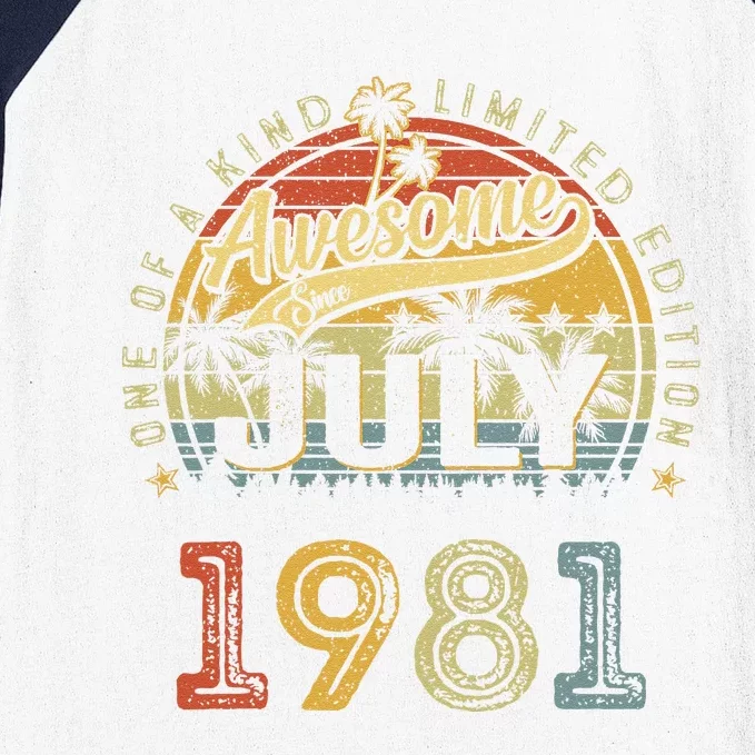 42 Years Old Gifts Awesome Since July 1981 42nd Birthday Baseball Sleeve Shirt