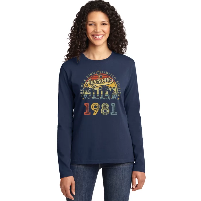 42 Years Old Gifts Awesome Since July 1981 42nd Birthday Ladies Long Sleeve Shirt