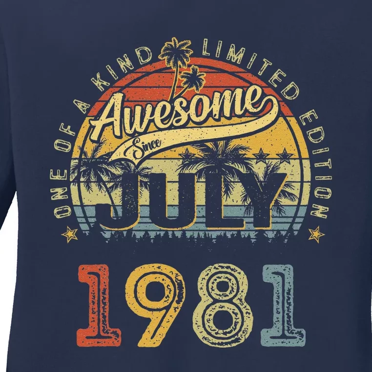 42 Years Old Gifts Awesome Since July 1981 42nd Birthday Ladies Long Sleeve Shirt