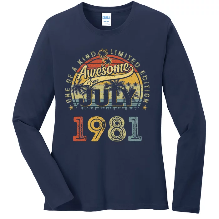 42 Years Old Gifts Awesome Since July 1981 42nd Birthday Ladies Long Sleeve Shirt