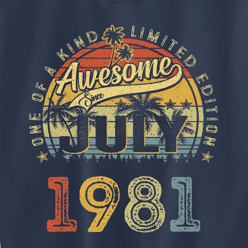 42 Years Old Gifts Awesome Since July 1981 42nd Birthday Kids Sweatshirt