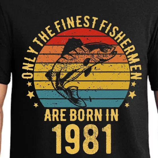 40 Year Old Fishing 40th Birthday Born In 1981 Fisherman Pajama Set