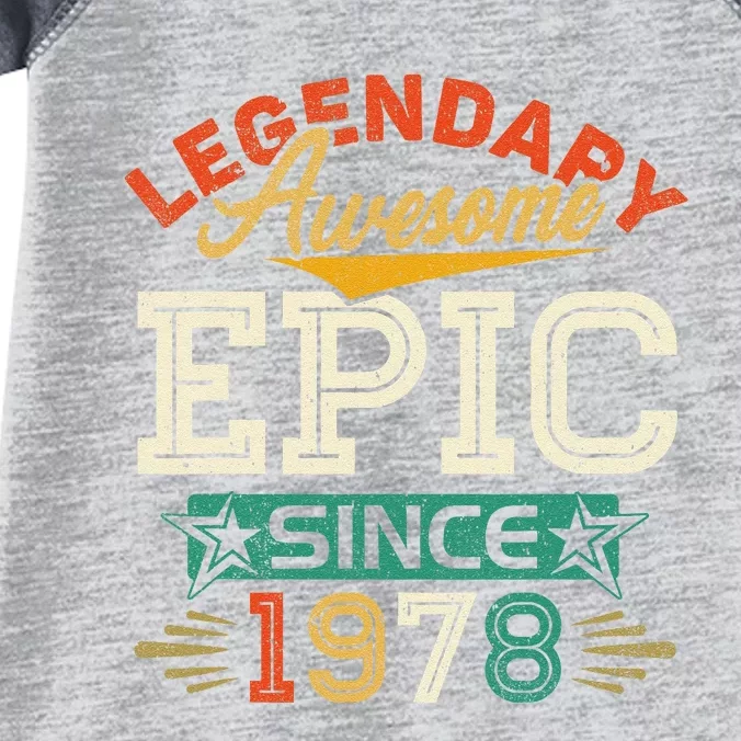 45 Year Old Legendary Awesome Epic Since 1978 45th Birthday Infant Baby Jersey Bodysuit