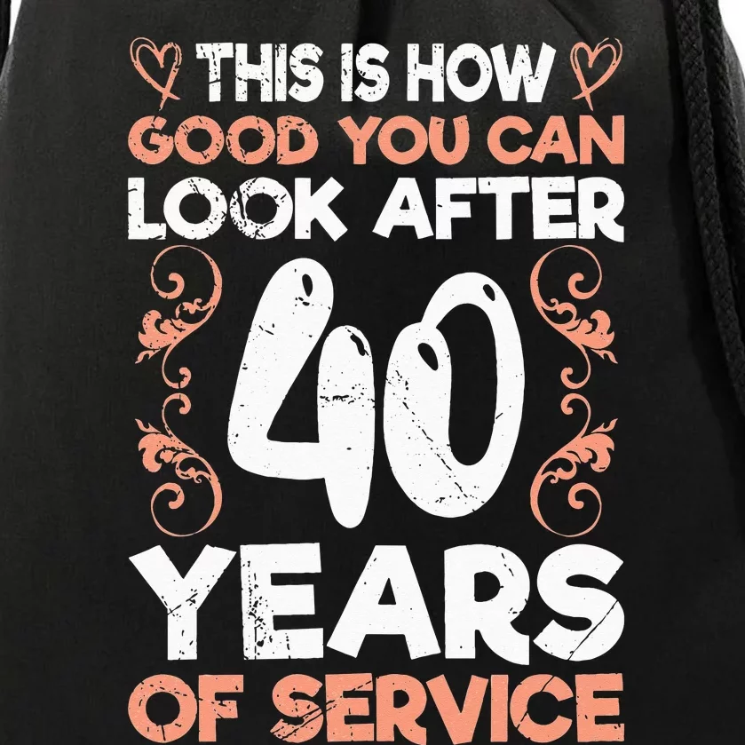 40 years of service 40 years of work anniversary Drawstring Bag