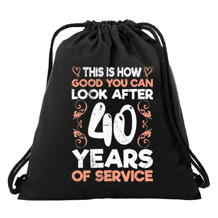 40 years of service 40 years of work anniversary Drawstring Bag