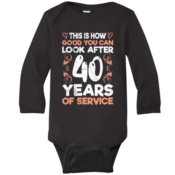 40 years of service 40 years of work anniversary Baby Long Sleeve Bodysuit