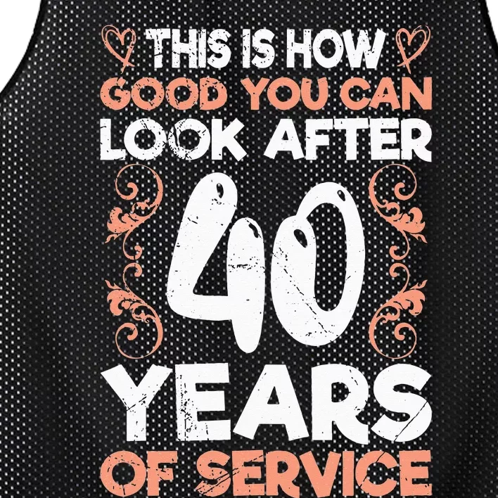 40 years of service 40 years of work anniversary Mesh Reversible Basketball Jersey Tank