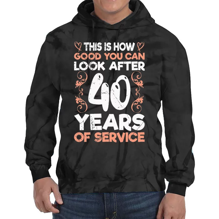 40 years of service 40 years of work anniversary Tie Dye Hoodie