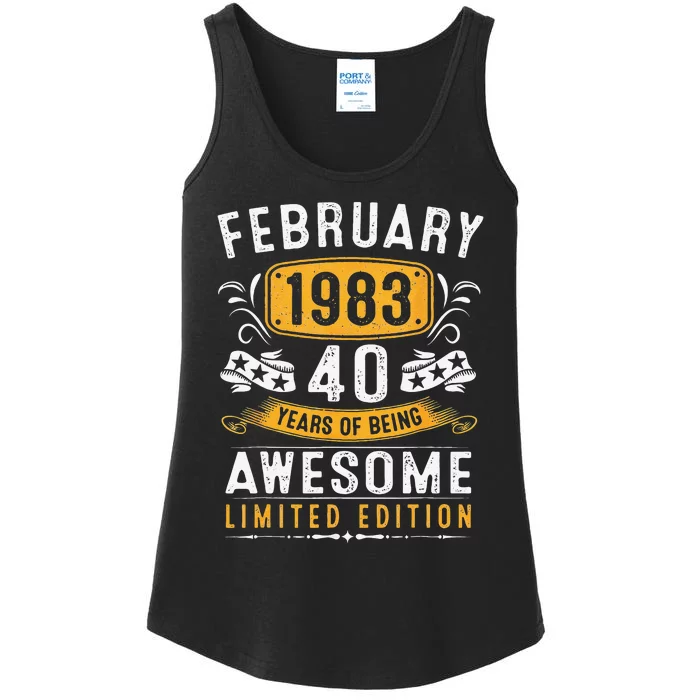 40 Years Old Gifts Vintage February 1983 40th Birthday Ladies Essential Tank