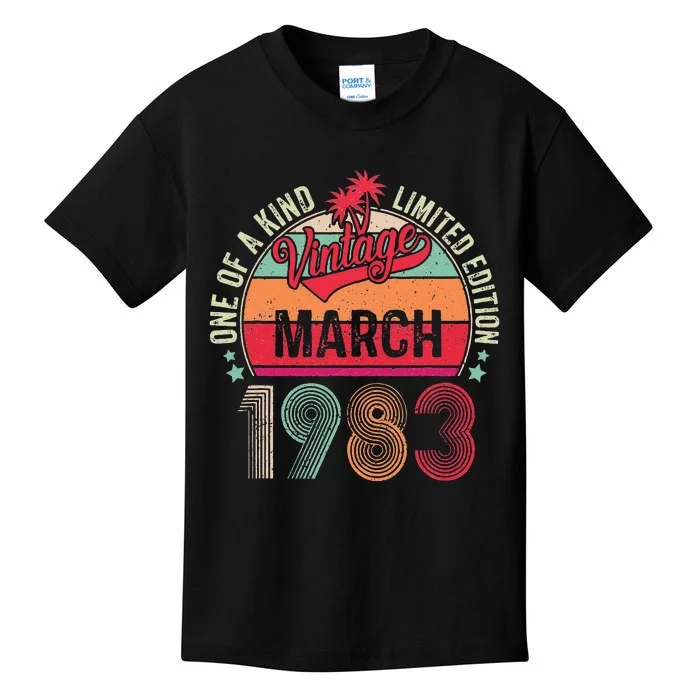 40 Years Old Gifts Vintage March 1983 40th Birthday Retro Kids T-Shirt