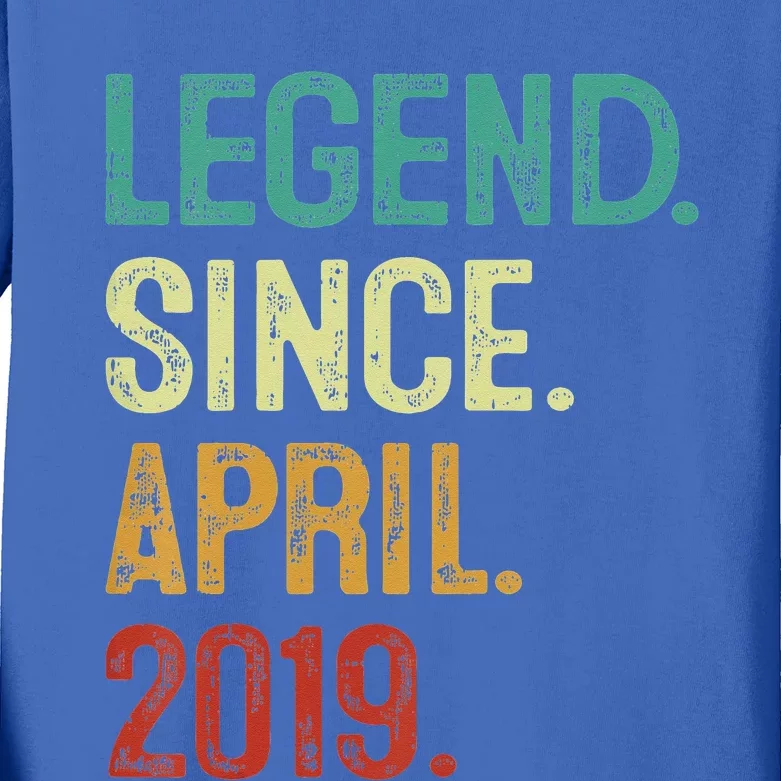 4 Years Old Legend Since April 2019 4th Birthday Kids Long Sleeve Shirt