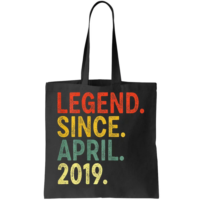 4 Year Old Legend Since April 2019 4th Birthday Tote Bag