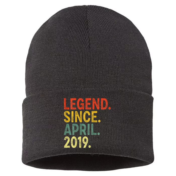 4 Year Old Legend Since April 2019 4th Birthday Sustainable Knit Beanie