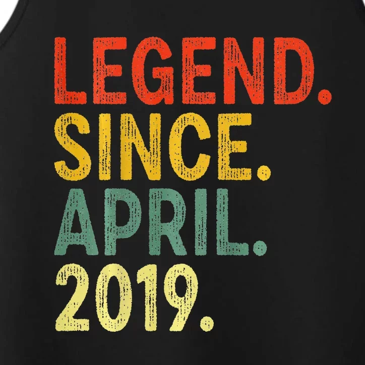 4 Year Old Legend Since April 2019 4th Birthday Performance Tank