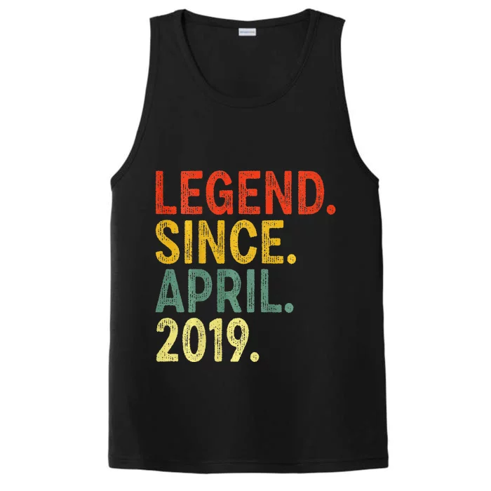 4 Year Old Legend Since April 2019 4th Birthday Performance Tank