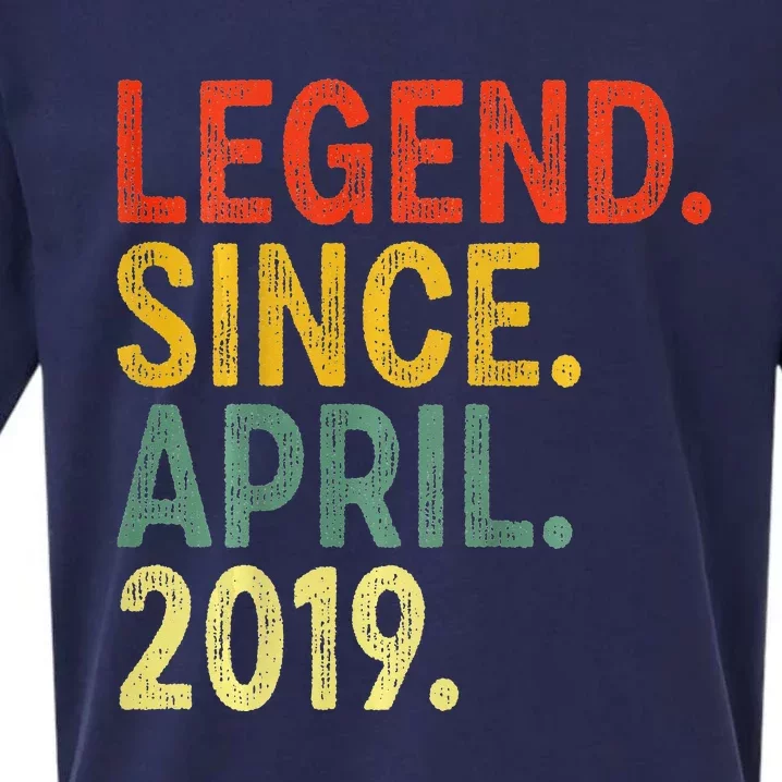 4 Year Old Legend Since April 2019 4th Birthday Sueded Cloud Jersey T-Shirt