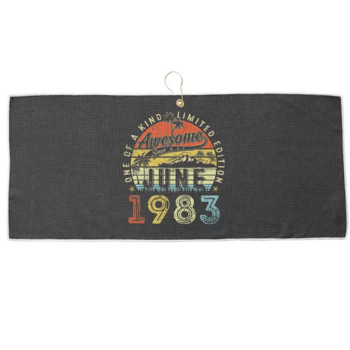 40 Year Old Awesome Since June 1983 40th Birthday Large Microfiber Waffle Golf Towel