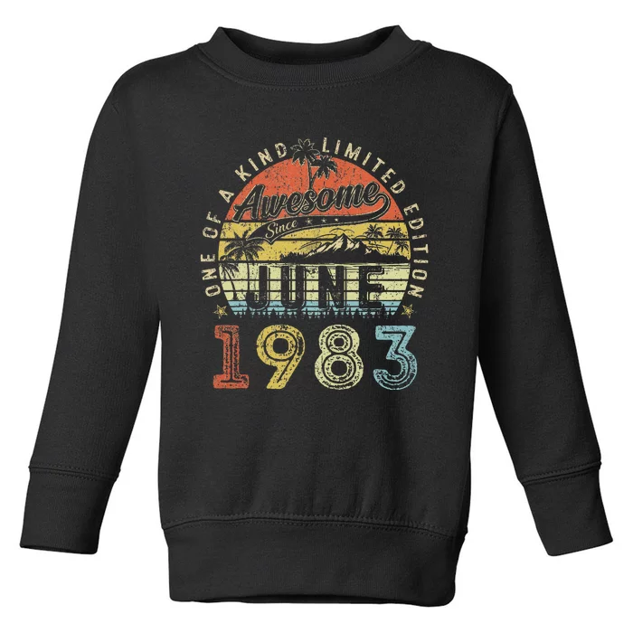 40 Year Old Awesome Since June 1983 40th Birthday Toddler Sweatshirt