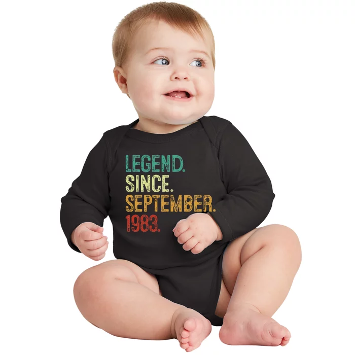 40 Years Old Legend Since September 1983 40th Birthday Baby Long Sleeve Bodysuit