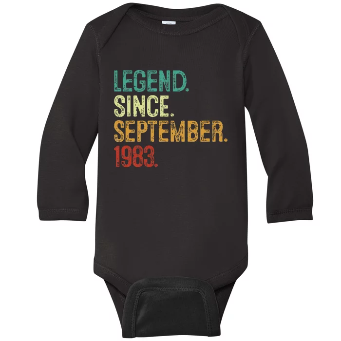 40 Years Old Legend Since September 1983 40th Birthday Baby Long Sleeve Bodysuit