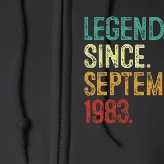 40 Years Old Legend Since September 1983 40th Birthday Full Zip Hoodie