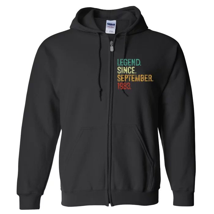 40 Years Old Legend Since September 1983 40th Birthday Full Zip Hoodie