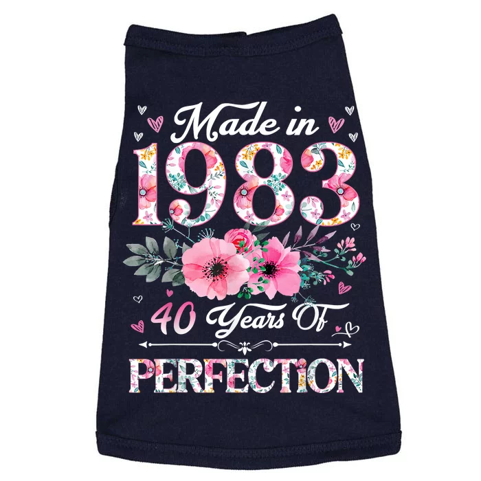 40 Year Old Made In 1983 Floral 40th Birthday Gifts Doggie Tank