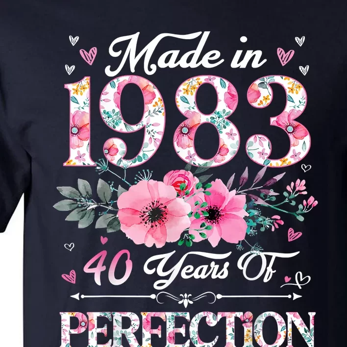 40 Year Old Made In 1983 Floral 40th Birthday Gifts Tall T-Shirt