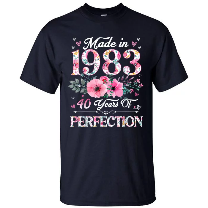 40 Year Old Made In 1983 Floral 40th Birthday Gifts Tall T-Shirt