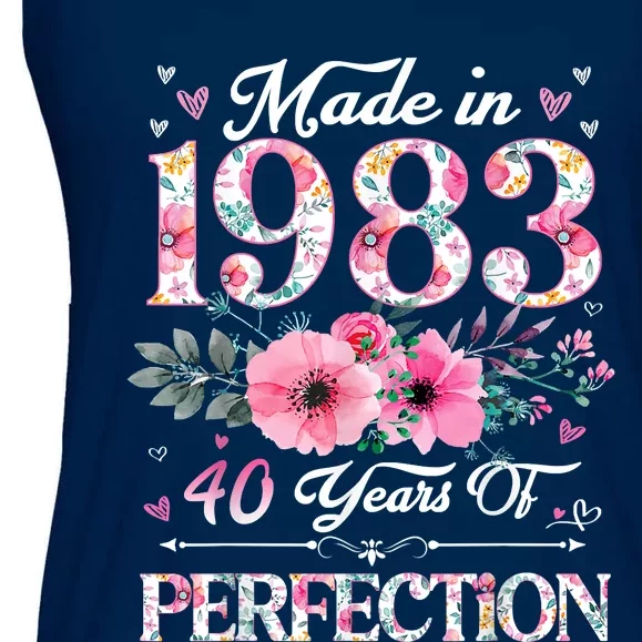 40 Year Old Made In 1983 Floral 40th Birthday Gifts Ladies Essential Flowy Tank