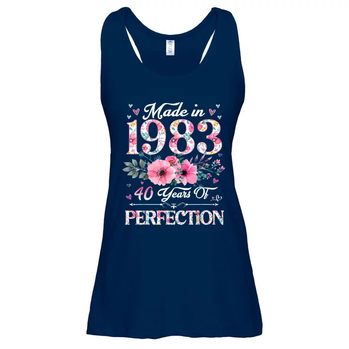 40 Year Old Made In 1983 Floral 40th Birthday Gifts Ladies Essential Flowy Tank