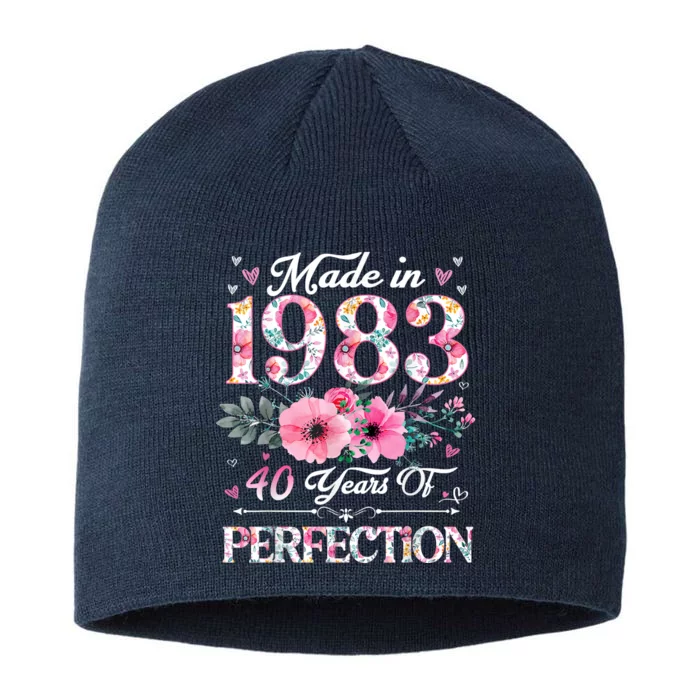 40 Year Old Made In 1983 Floral 40th Birthday Gifts 8 1/2in Sustainable Knit Beanie