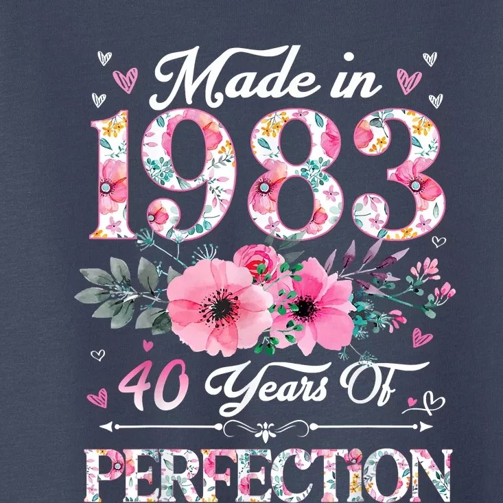 40 Year Old Made In 1983 Floral 40th Birthday Gifts Toddler T-Shirt