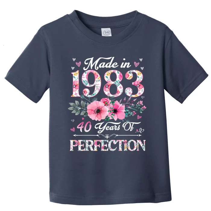 40 Year Old Made In 1983 Floral 40th Birthday Gifts Toddler T-Shirt