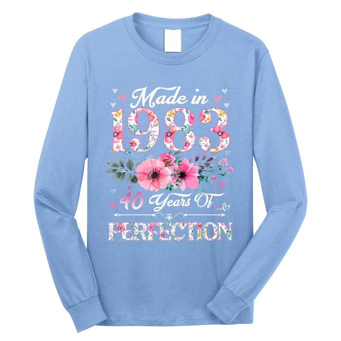 40 Year Old Made In 1983 Floral 40th Birthday Gifts Long Sleeve Shirt