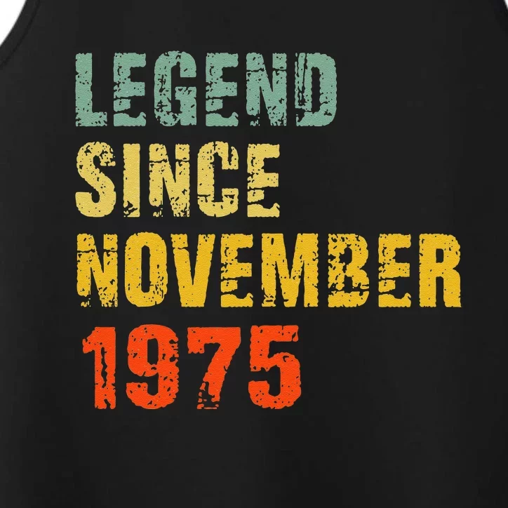 47 Year Old 47th Birthday Gifts Legend Since November 1975 Performance Tank