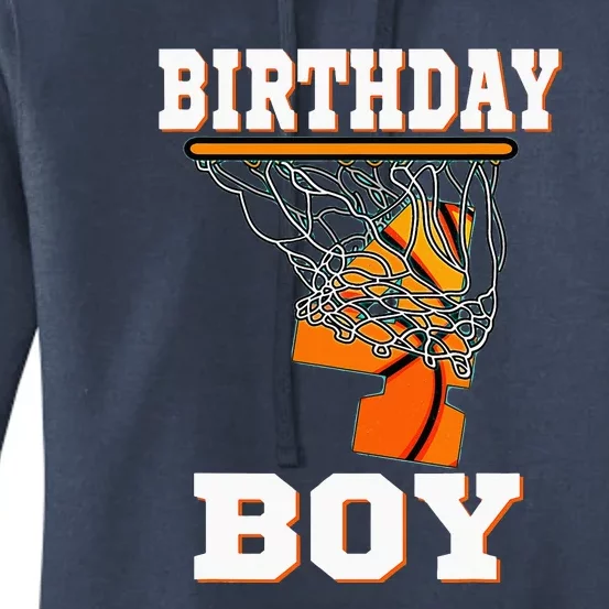 4 Years Old Basketball 4th Birthday Party Celebration Women's Pullover Hoodie