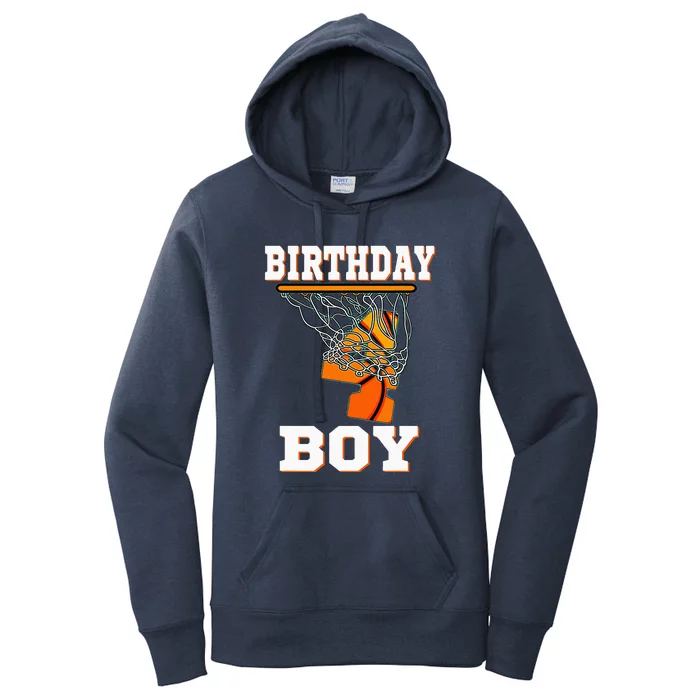 4 Years Old Basketball 4th Birthday Party Celebration Women's Pullover Hoodie