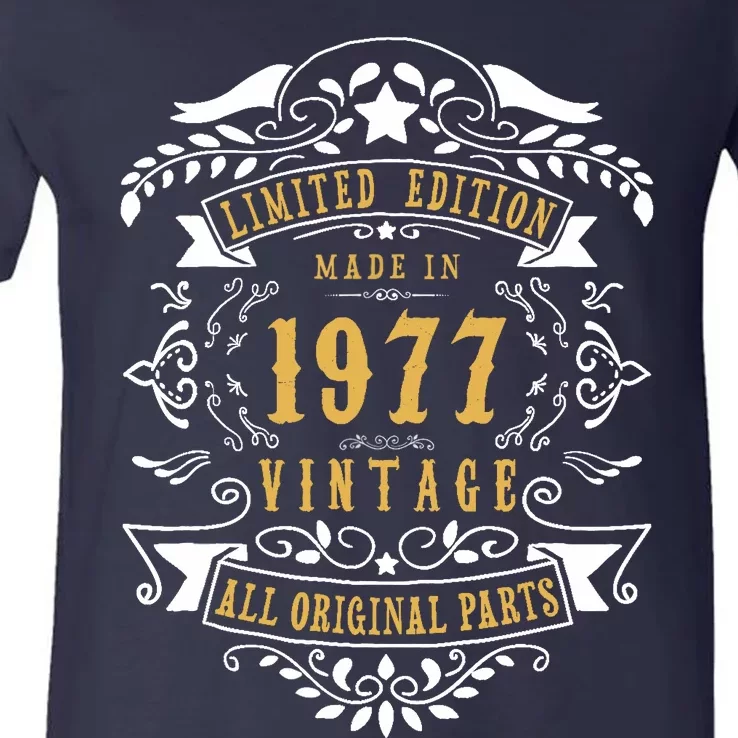 46 Years Old 46th Birthday Made Born In 1977 Idea V-Neck T-Shirt